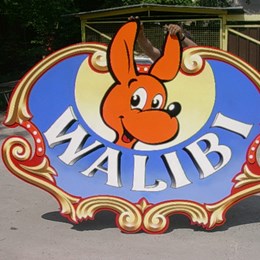 Reproduction à l'aérographe de logo - Walibi - Wavre en 2005